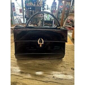 Vintage Bienen Davis Black Gold Hardware Women's Top Handle Bag Clasp